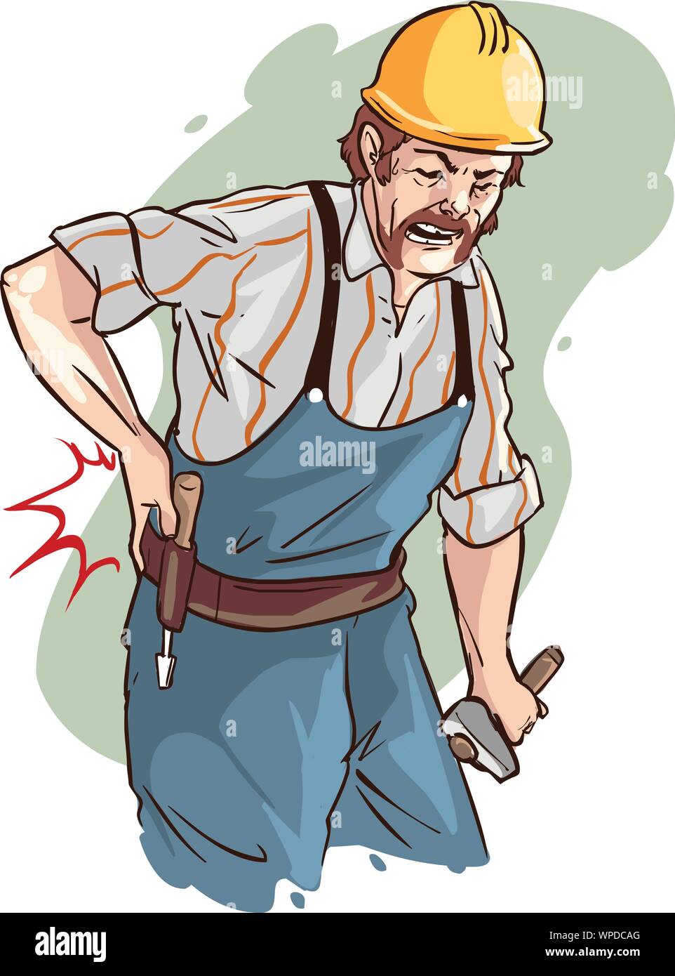 Vector illustration of a worker has back pain Stock Vector Image & Art