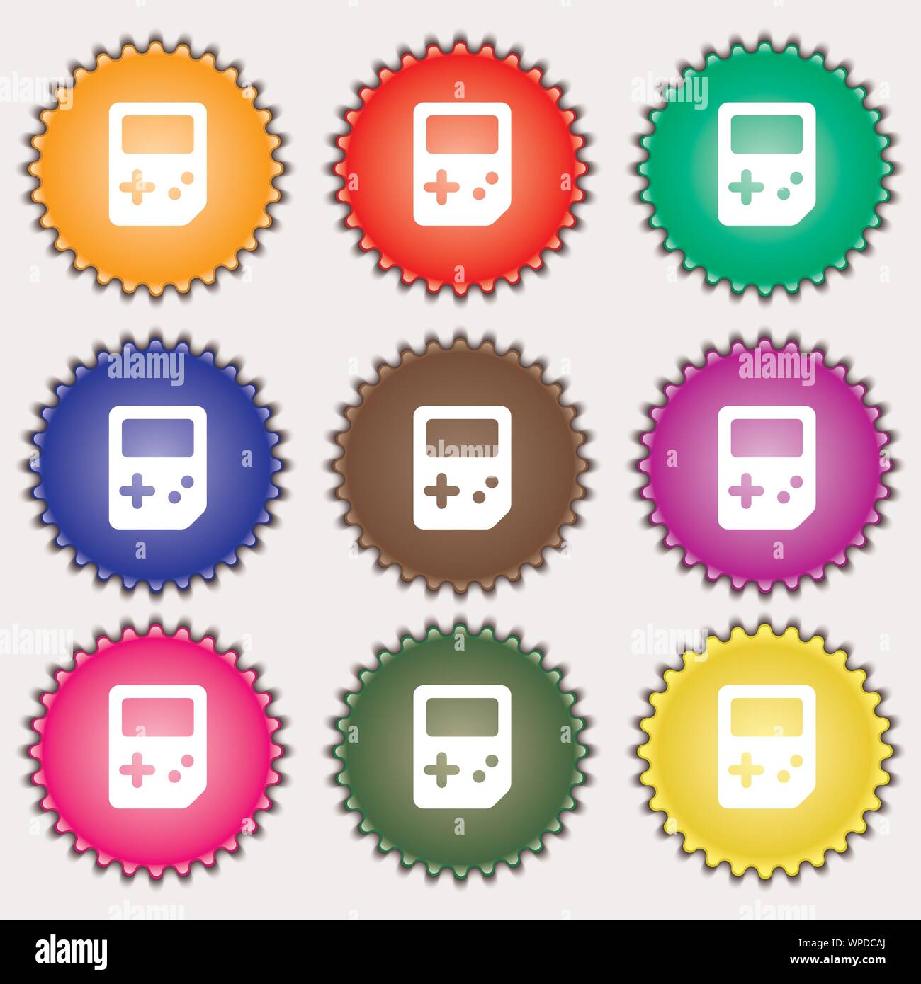 Tetris icon sign. A set of nine different colored labels. Vector Stock ...