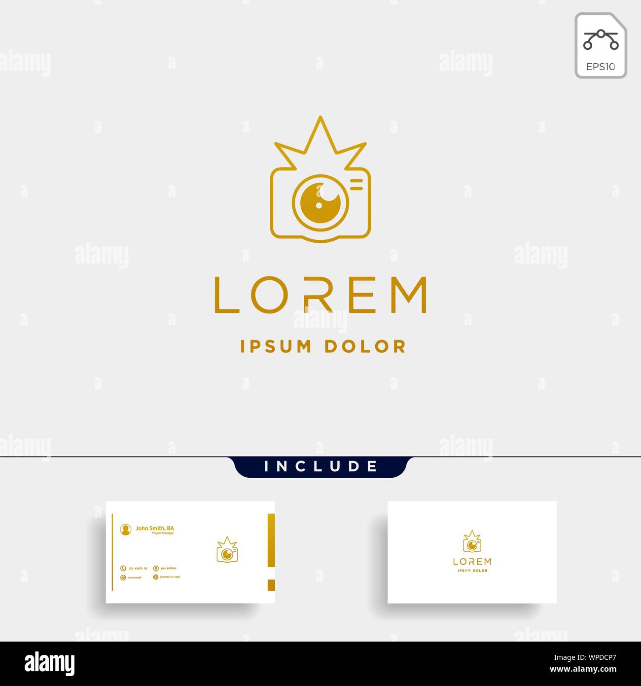King Camera Logo Template Vector Design Icon Stock Vector