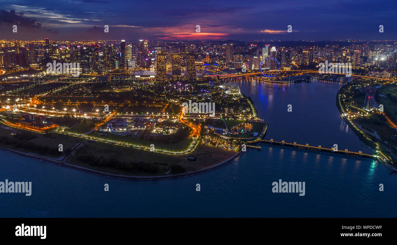 Singapore aerial night urban hi-res stock photography and images - Alamy