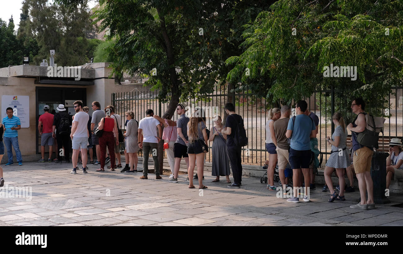 Queuing to enter the Parthenon in Greece. Stock Photo