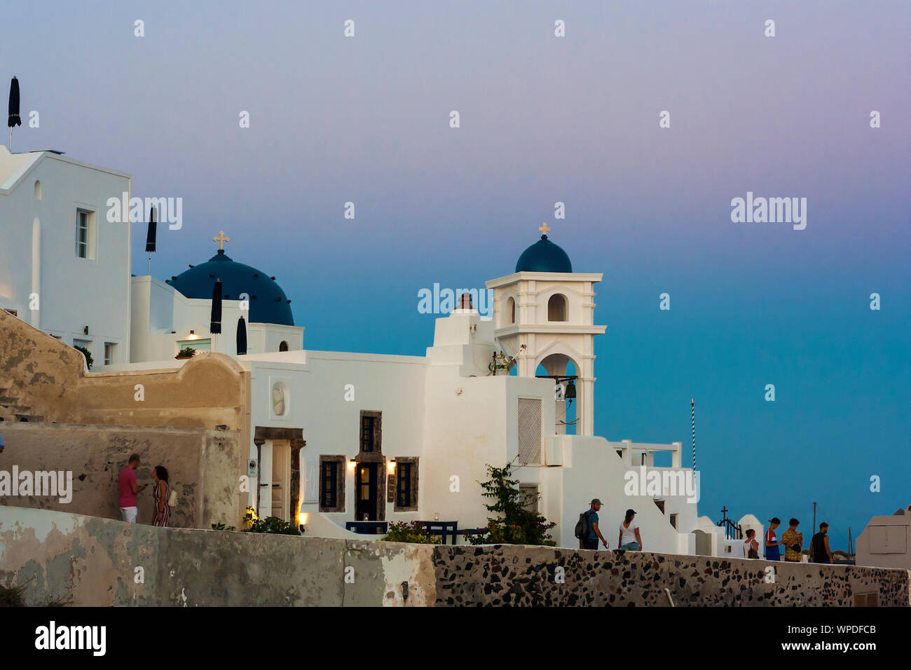 The white village of Thira in Santorini's island, Greece Stock Photo