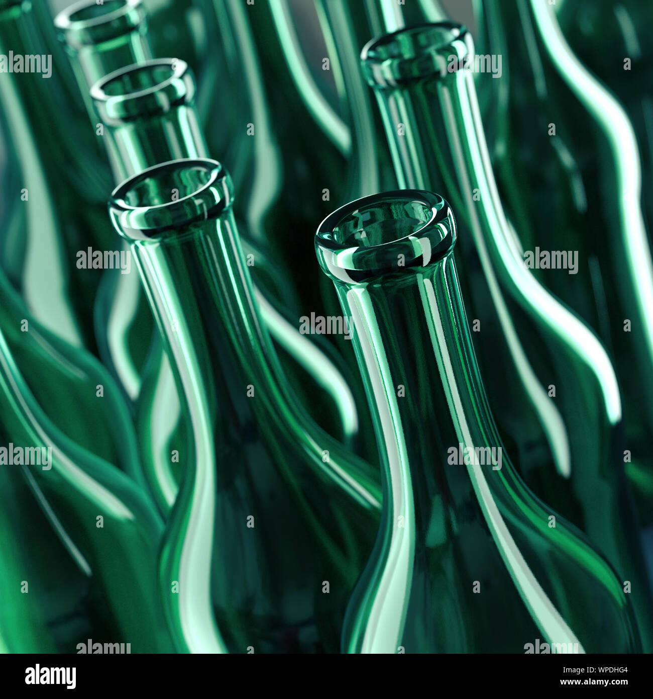 Empty green color glass bottles Stock Photo