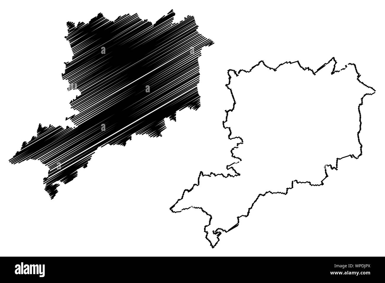 Vas County (Hungary, Hungarian counties) map vector illustration, scribble sketch Vas map Stock Vector