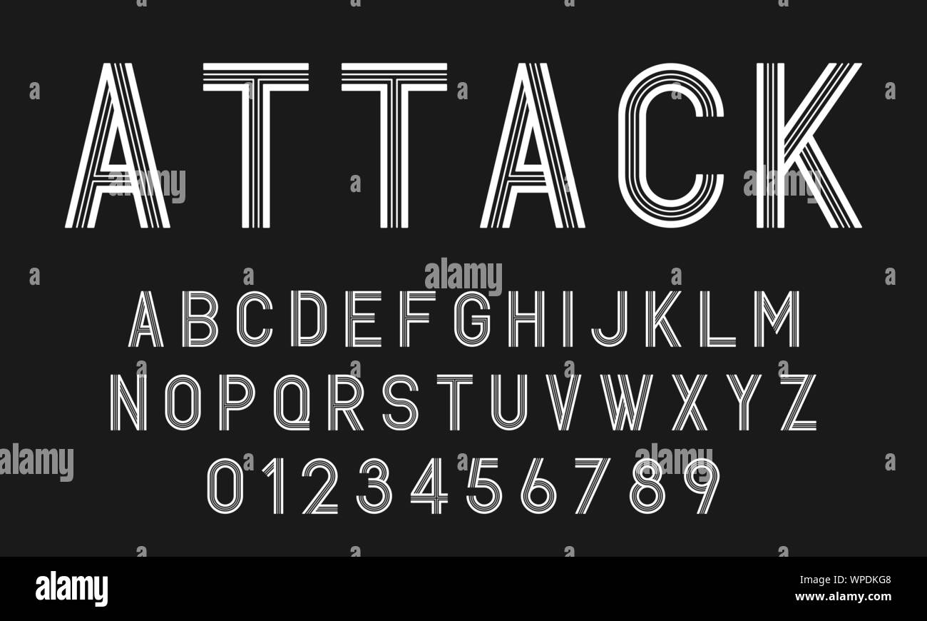 Set of alphabets font letters and numbers modern abstract design with ...