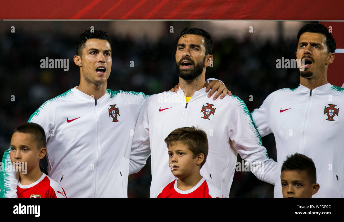 Cristiano Ronaldo of Portugal, Goalkeeper Rui Patricio of Portugal, Jose Fonte of Portugal ready for the start Stock Photo