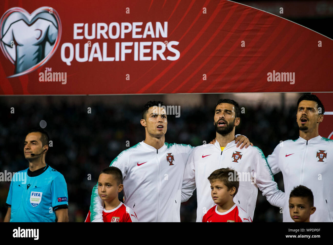 Cristiano Ronaldo of Portugal, Goalkeeper Rui Patricio of Portugal, Jose Fonte of Portugal ready for the start Stock Photo