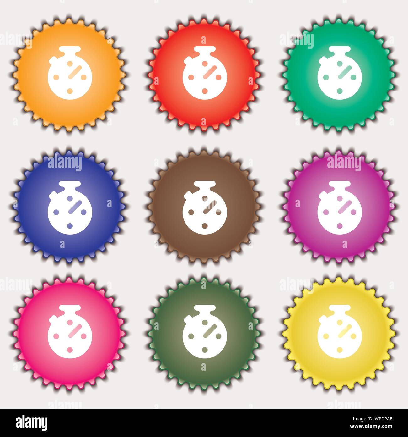 bookmark icon sign. A set of nine different colored labels. Vector ...