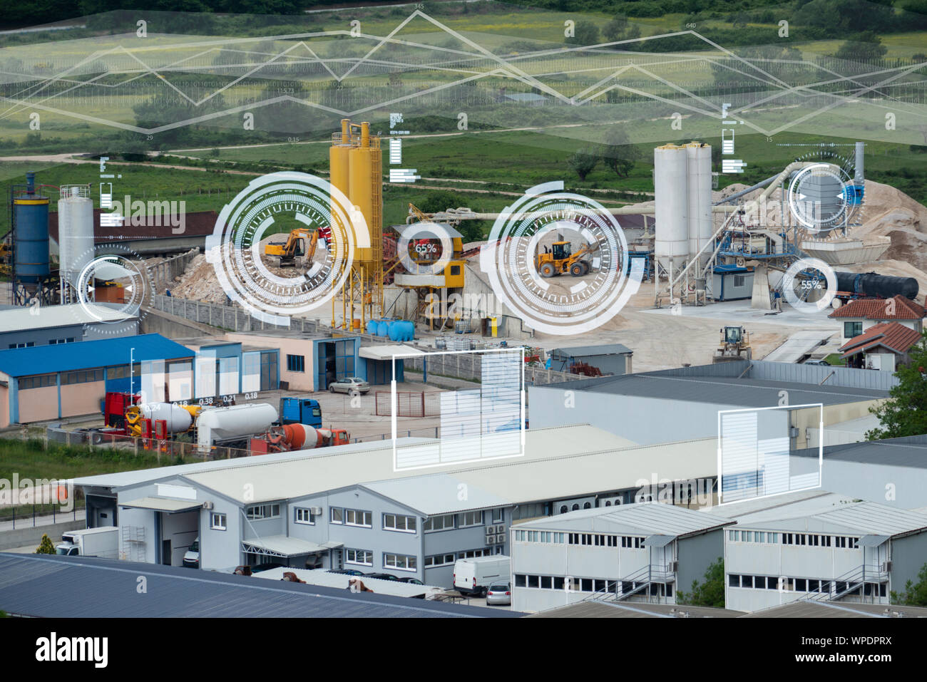 Modern smart factory. Digital transformation and industry 4.0 Stock Photo