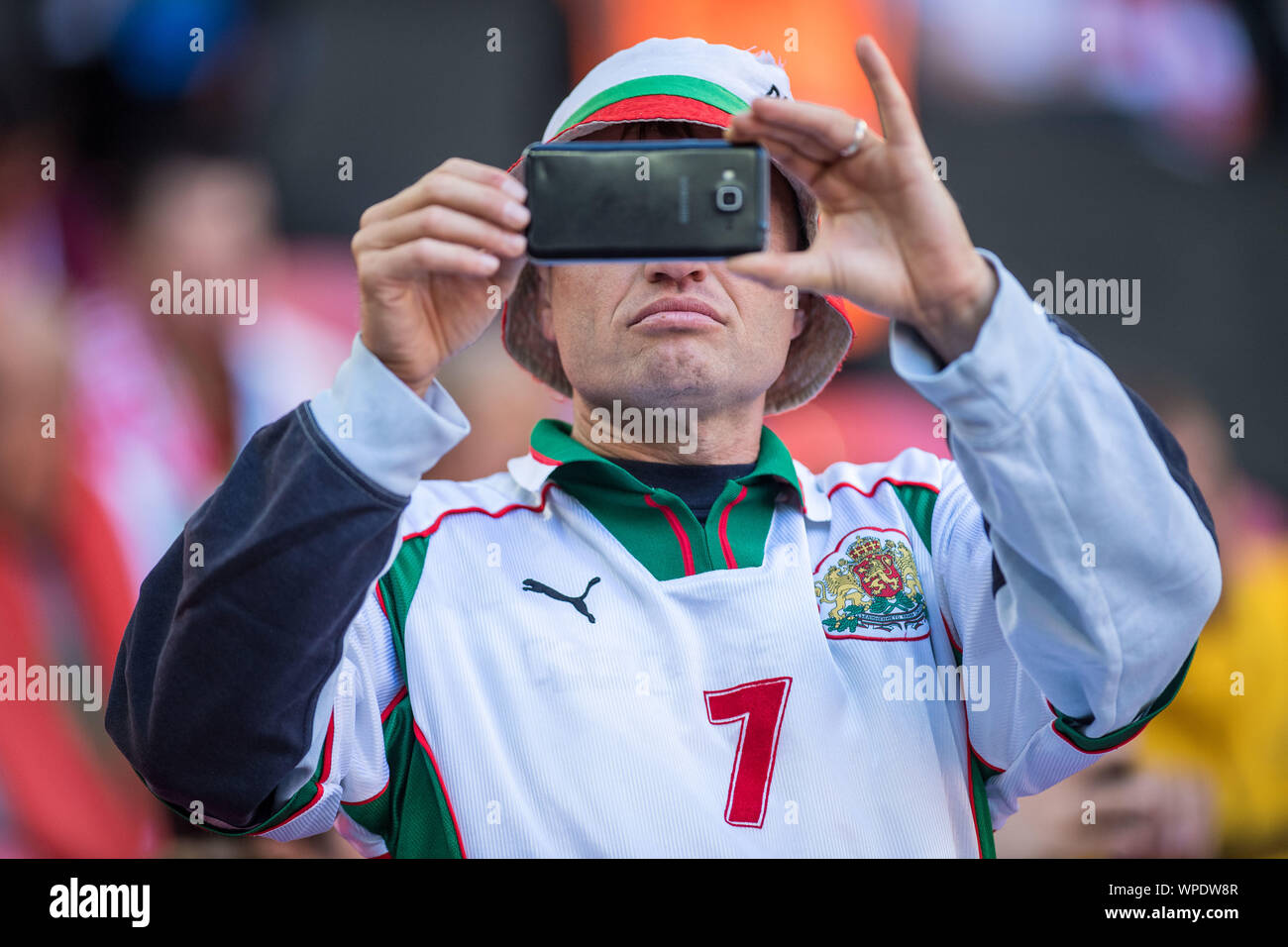 LONDON, ENGLAND - SEPTEMBER 07: Bulgaria fan during the UEFA Euro 2020 qualifier match between England and Bulgaria at Wembley Stadium on September 7, 2019 in London, England. (Photo by Sebastian Frej/MB Media) Stock Photo