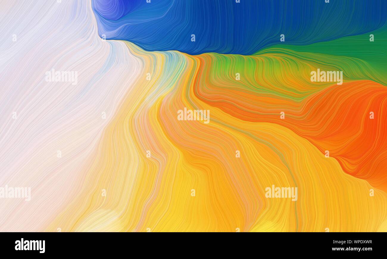 curved lines waves with teal blue, light gray and strong blue colors ...