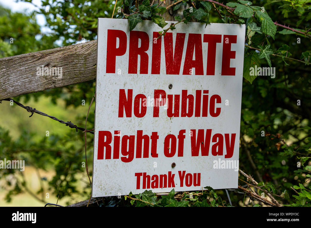 Private No public right of way Thank you sign UK Stock Photo