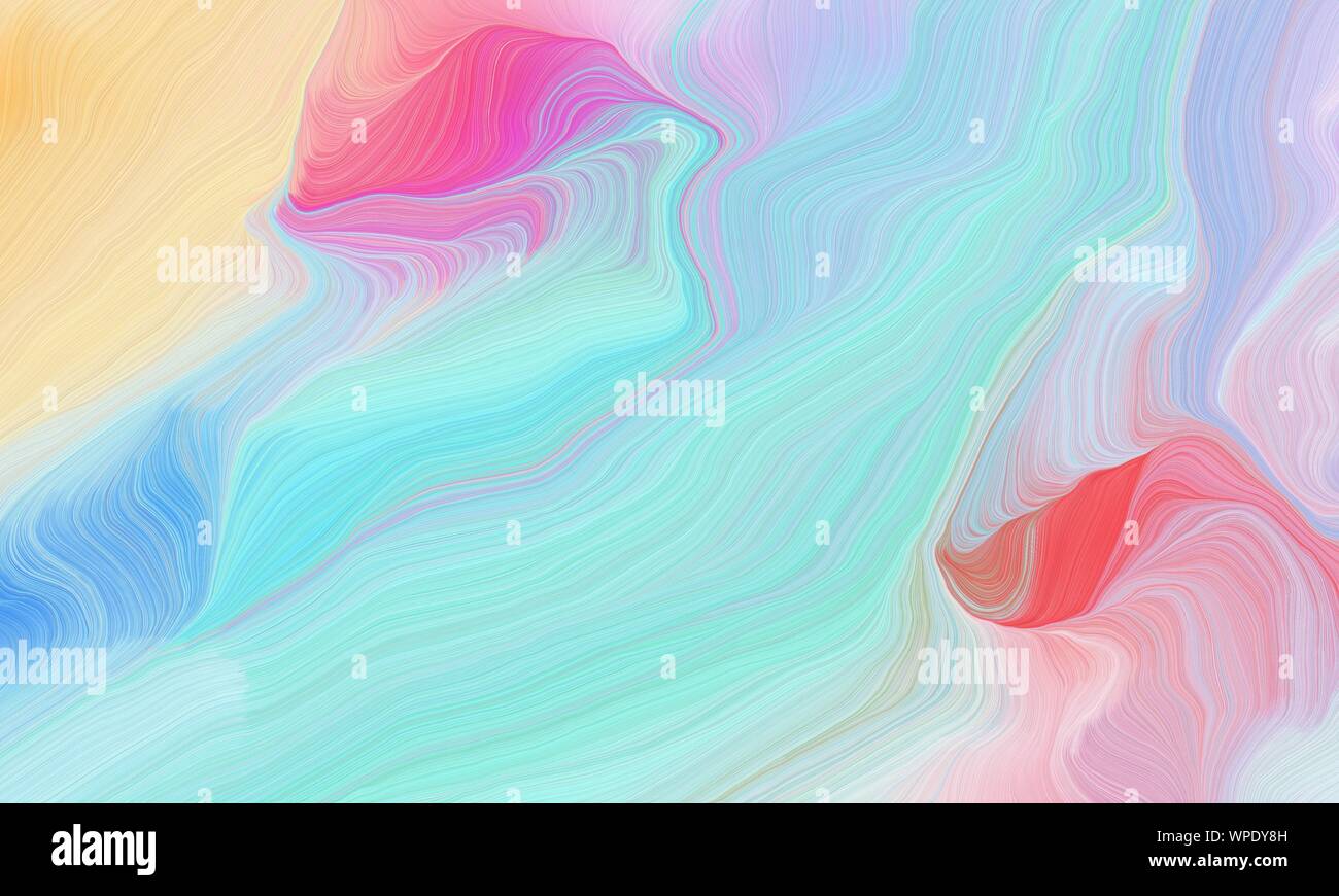 Curved Lines Artwork With Light Blue Baby Pink And Pale Violet