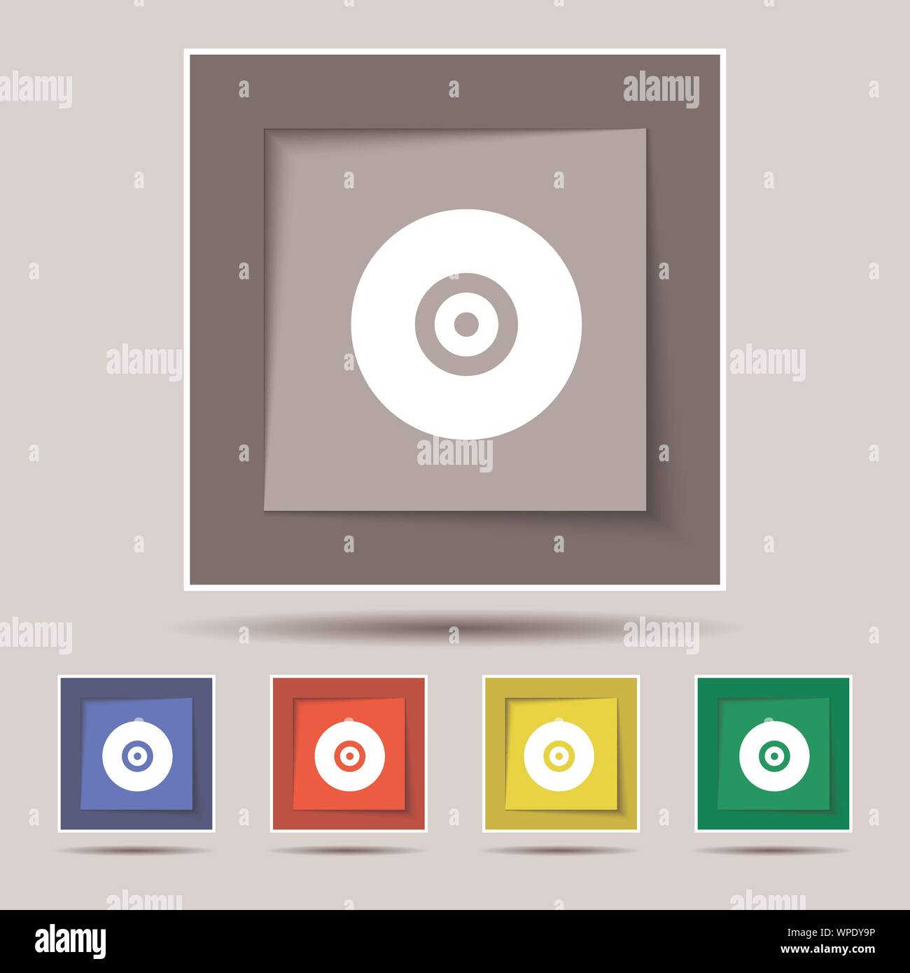 CD or DVD icon sign on the original five colored buttons. Vector Stock ...