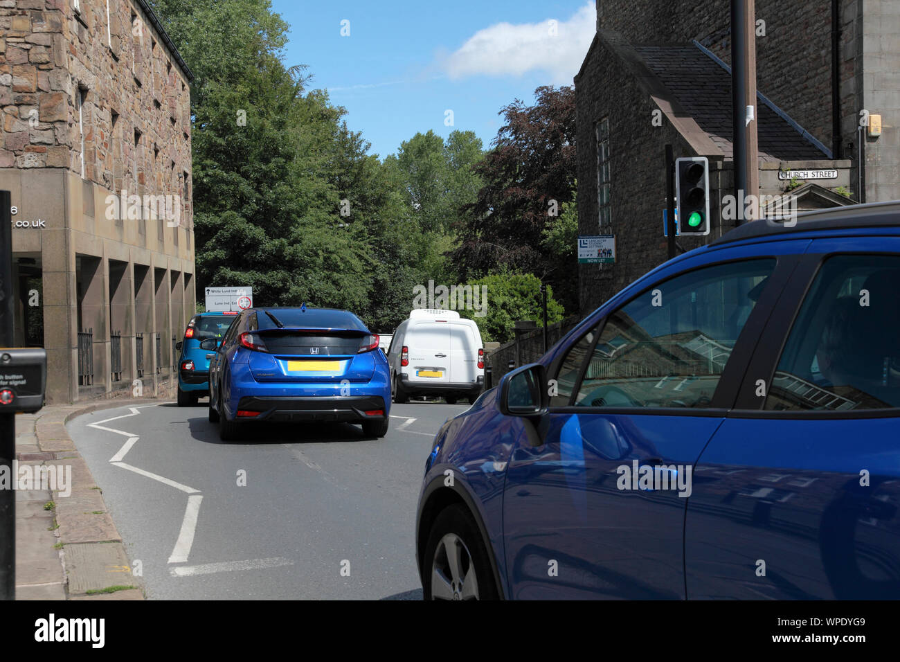 China Street in Lancaster on the A6. This is part of the circular one way system in the city. Stock Photo