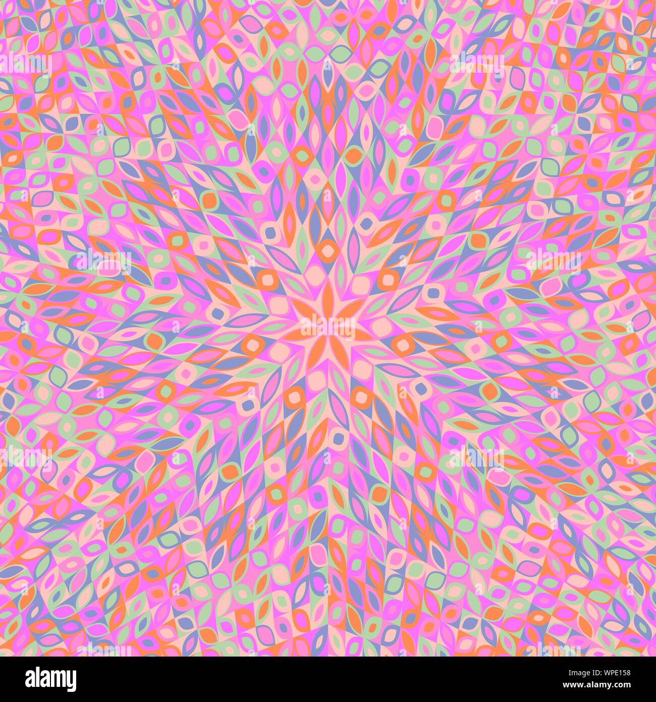 Colorful dynamic tiled mosaic background - psychedelic circular abstract vector graphic design Stock Vector