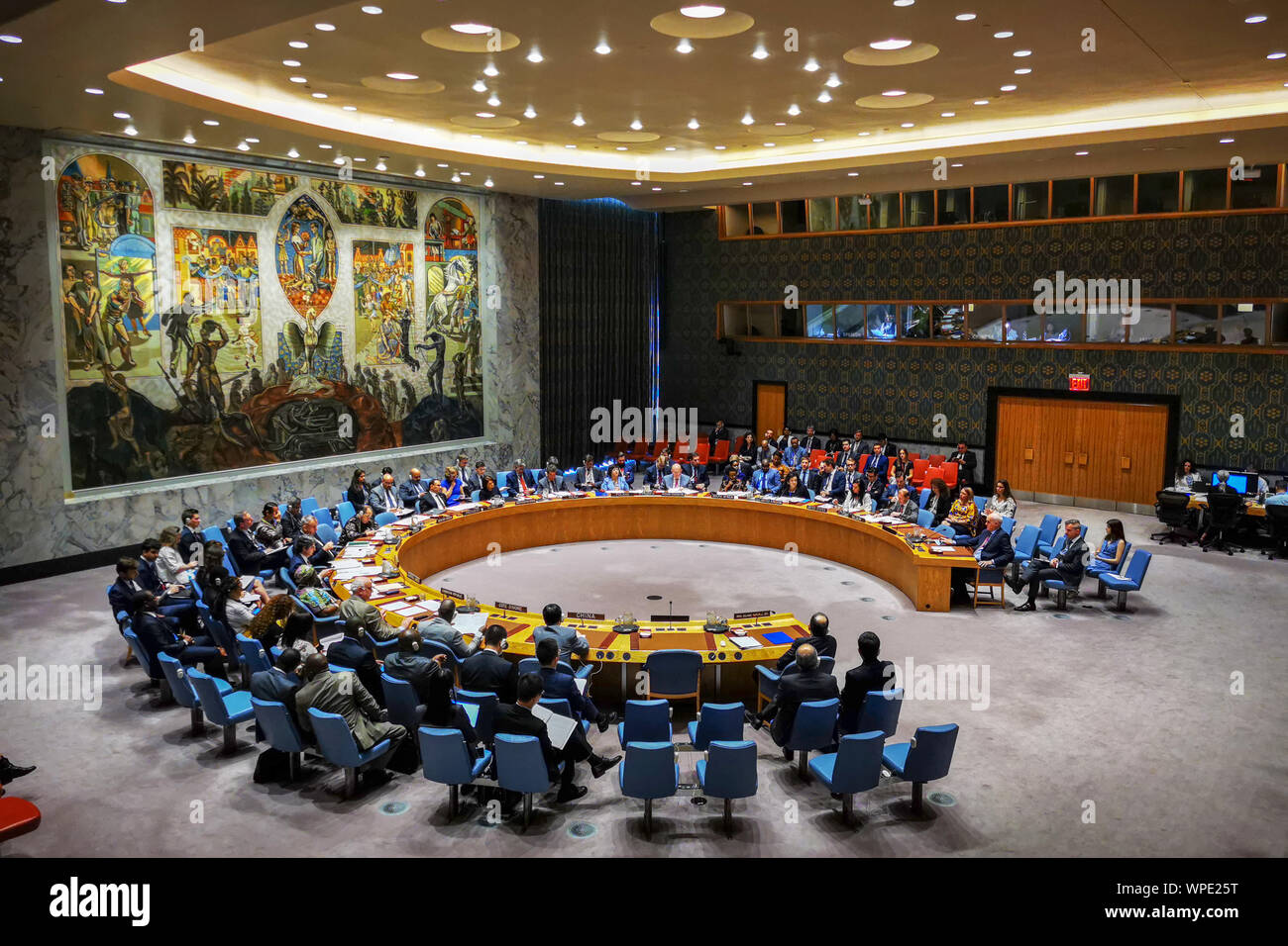 Beijing, China. 26th June, 2019. Photo taken on June 26, 2019 shows the United Nations Security Council's semi-annual briefing on the implementation of Resolution 2231, which endorsed the Joint Comprehensive Plan of Action (JCPOA) on Iran's nuclear program, at the UN headquarters in New York. Credit: Li Muzi/Xinhua/Alamy Live News Stock Photo