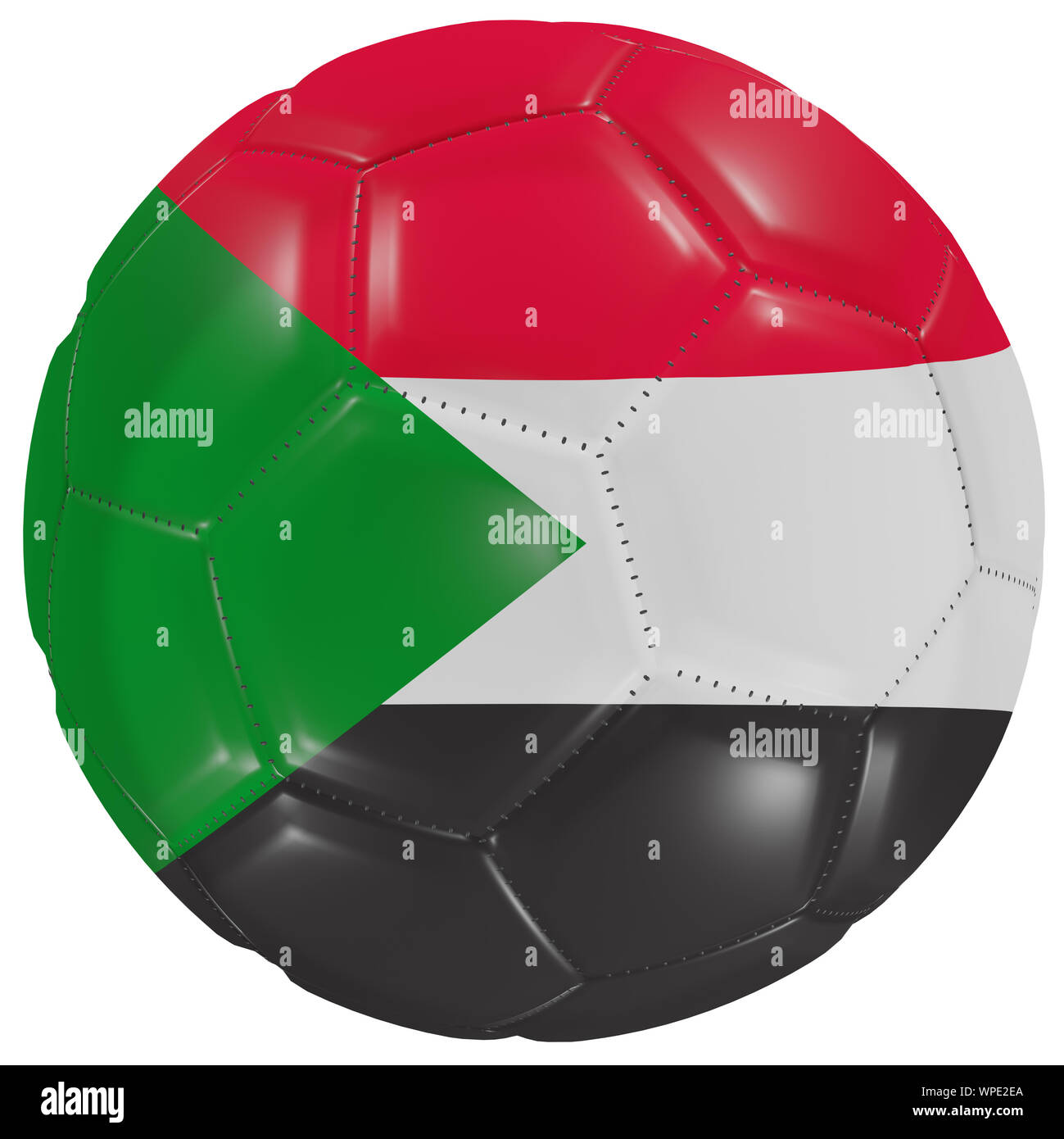3d rendering of a North Sudan flag on a soccer ball. Isolated in white ...