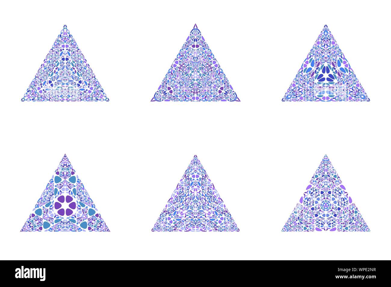 Isolated abstract ornate floral mosaic ornament triangle symbol template  set - ornamental geometric triangular vector element Stock Vector Image &  Art - Alamy