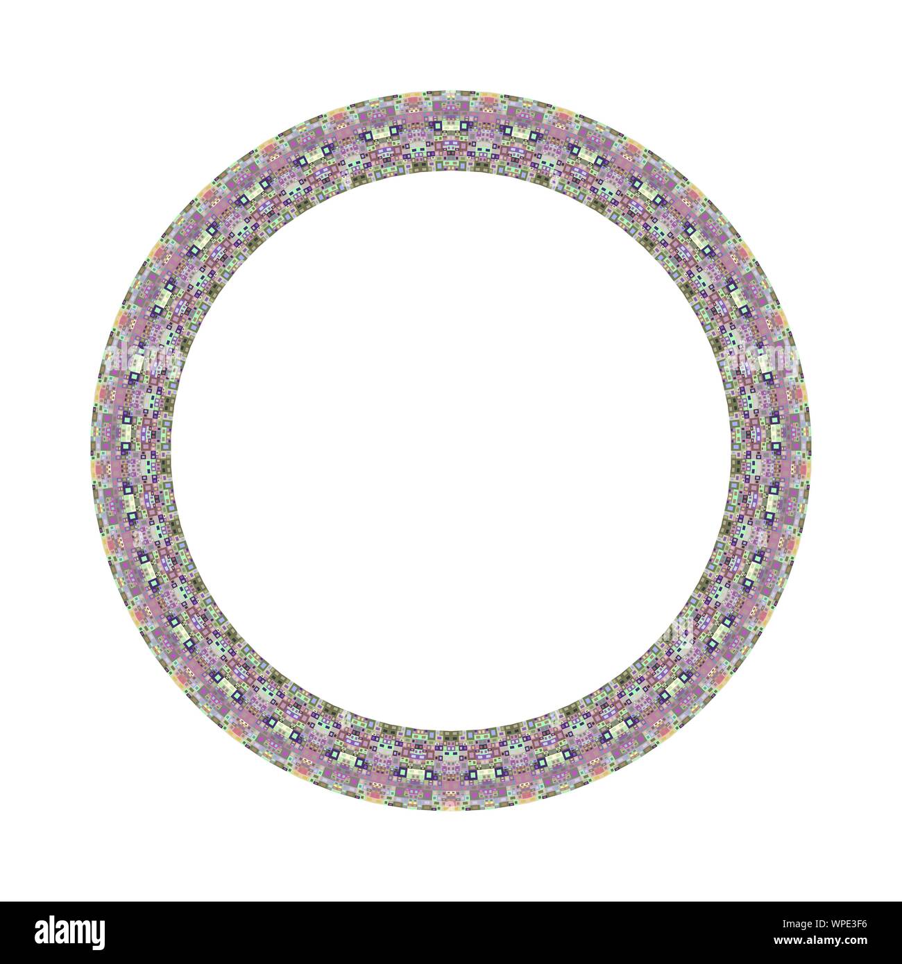 Isolated Tiled Mosaic Round Border Colorful Abstract Circular