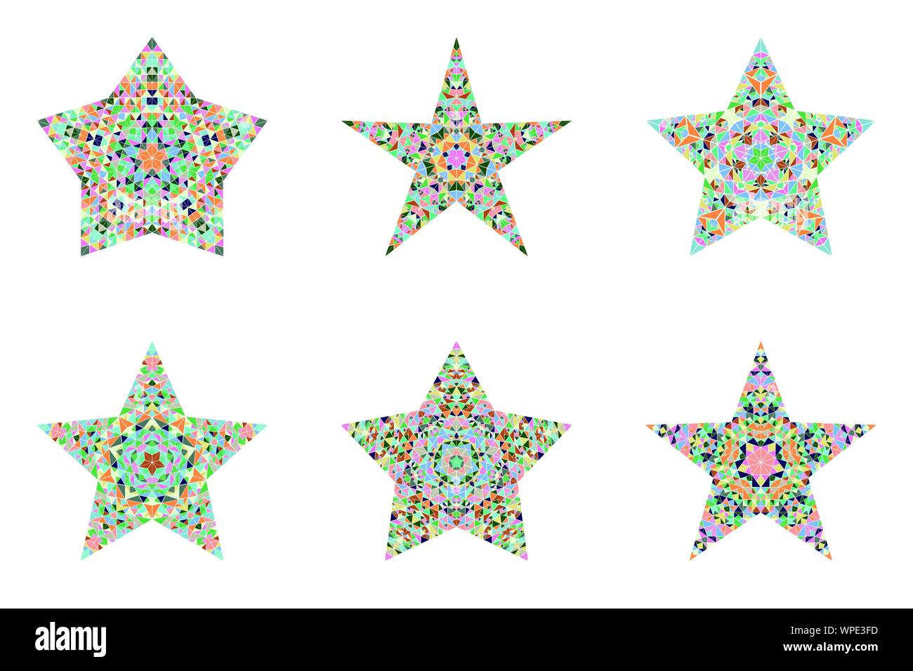 Mosaic ornament star symbol template set - geometrical polygonal geometric vector element Stock ...