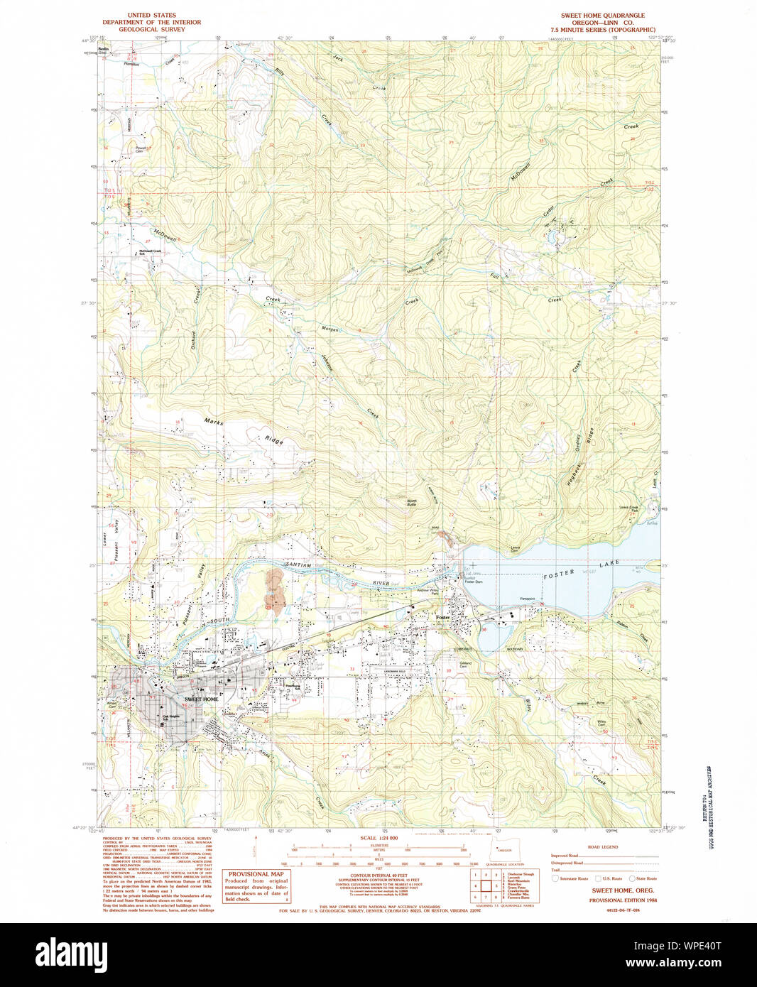 Usgs Topo Map Oregon Sweet Home 281729 1984 24000 Restoration