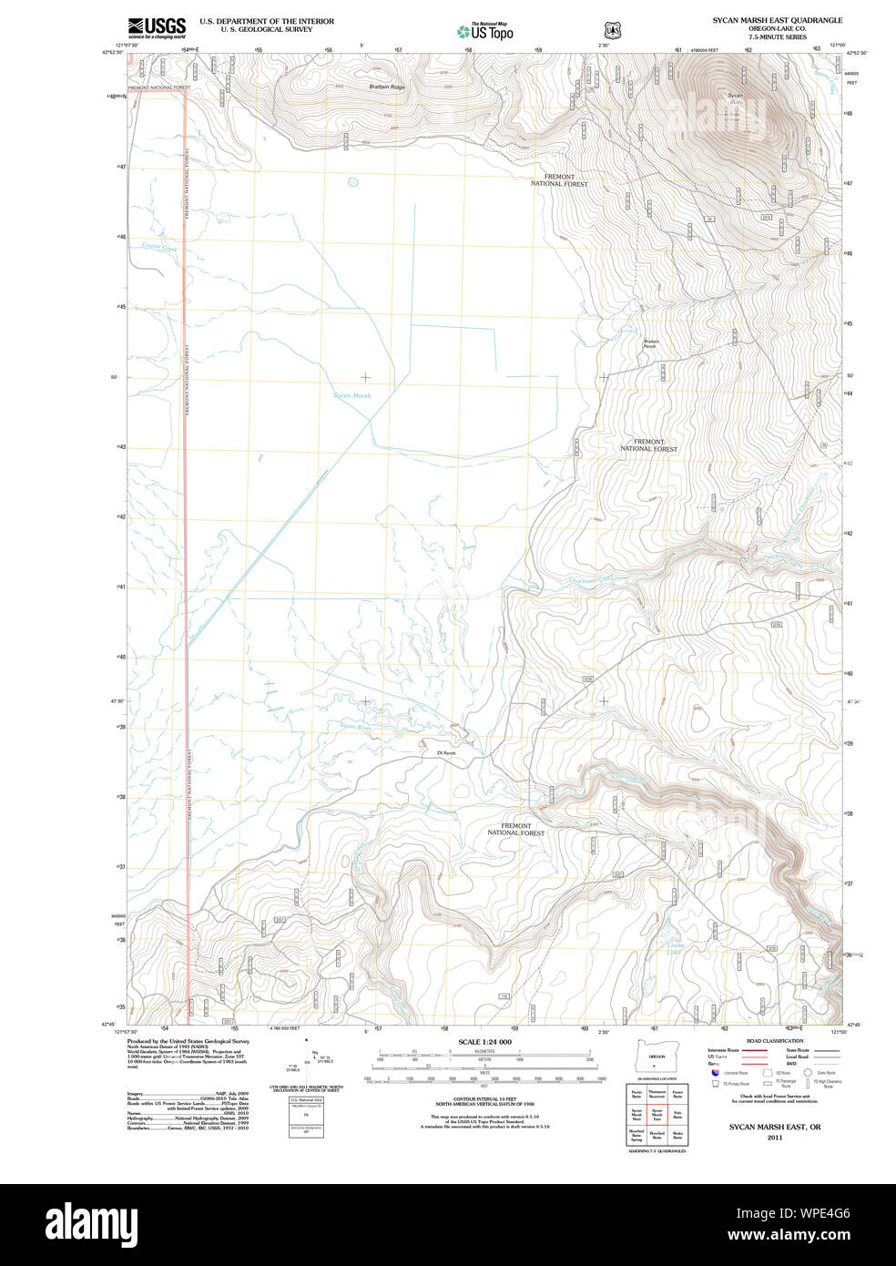 USGS Topo Map Oregon Sycan Marsh East 20110808 TM Restoration Stock Photo - Alamy
