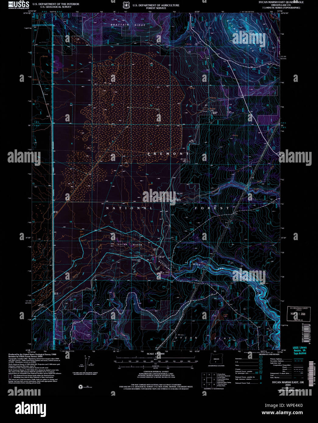 USGS Topo Map Oregon Sycan Marsh East 281731 2004 24000 Inverted Restoration Stock Photo - Alamy