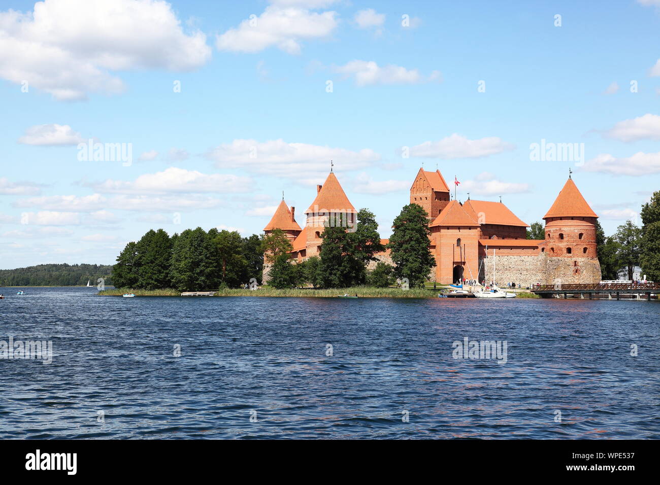 Trakai Castle located on Lake Galve in Trakai, Lithuania Stock Photo