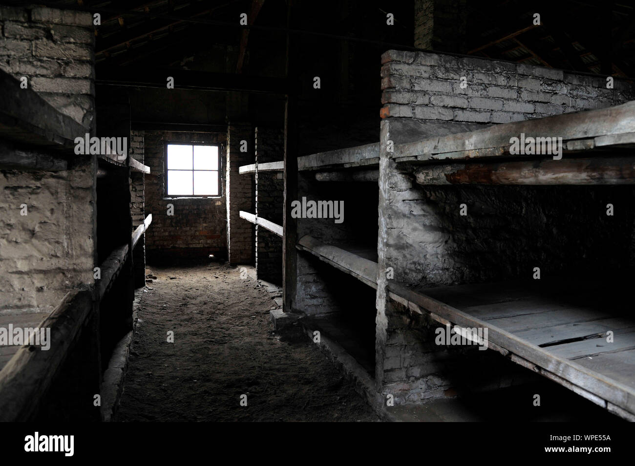 Poland, on 2016/03/10: Auschwitz II–Birkenau concentration camp, on the territory of the localities of Oswiecim (Auschwitz in German) and Brzezinka (B Stock Photo