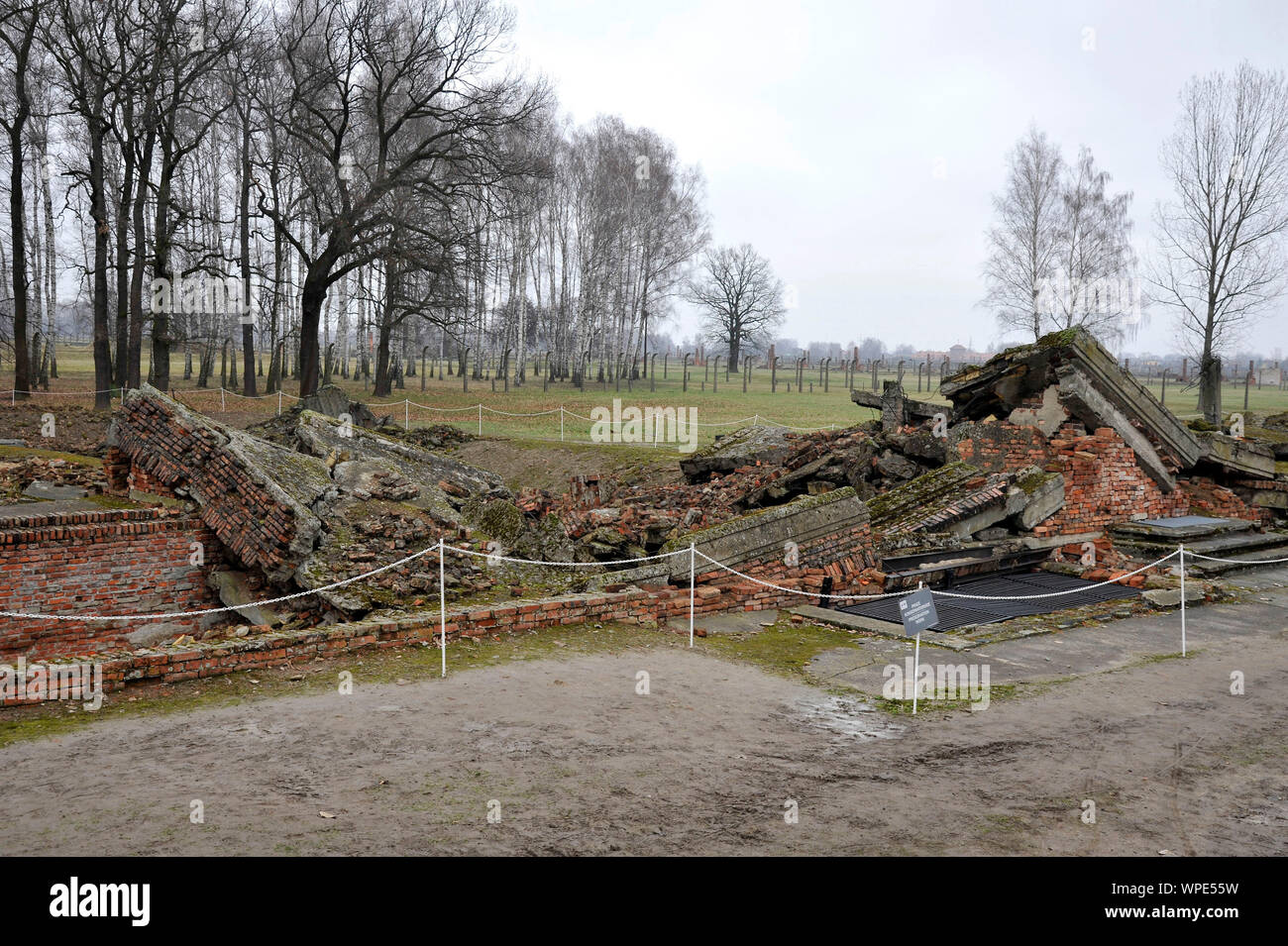 Poland, on 2016/03/10: Auschwitz II–Birkenau concentration camp, on the territory of the localities of Oswiecim (Auschwitz in German) and Brzezinka (B Stock Photo