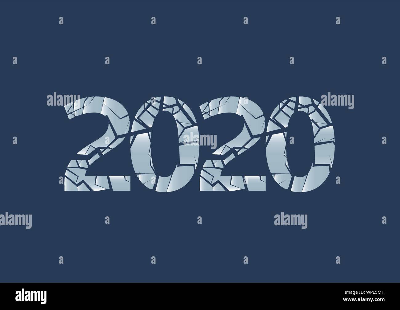 Cracked ice 2020 figures Stock Vector