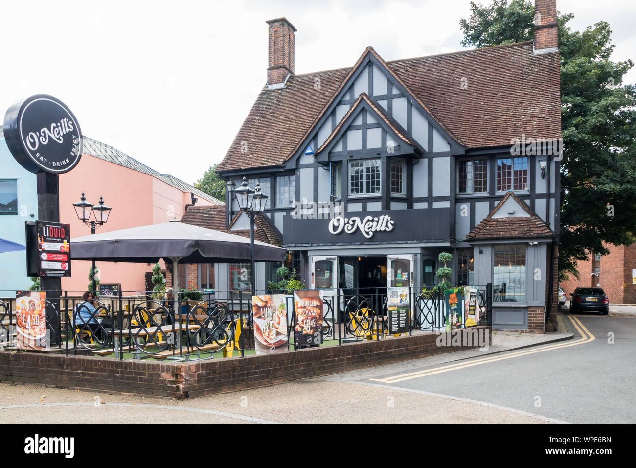 High Wycombe, England - August 15th 2019: ONeills Irish public house. The pub is part of a chain in the south of England Stock Photo