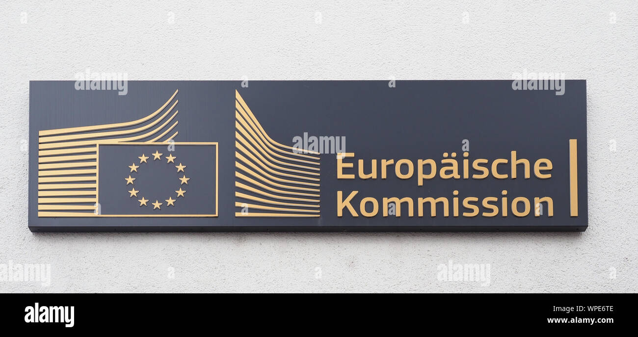 BONN, GERMANY - CIRCA AUGUST 2019: Europaeische Kommission (European Commission) sign Stock Photo