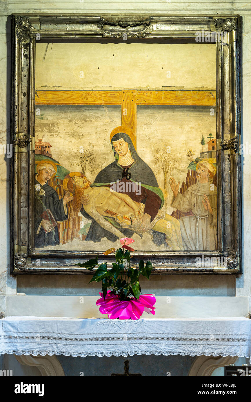 Pietà and Saints by Cigoli,. Saint Agostino church, Colle Val d'Elsa. tuscany, Italy Stock Photo