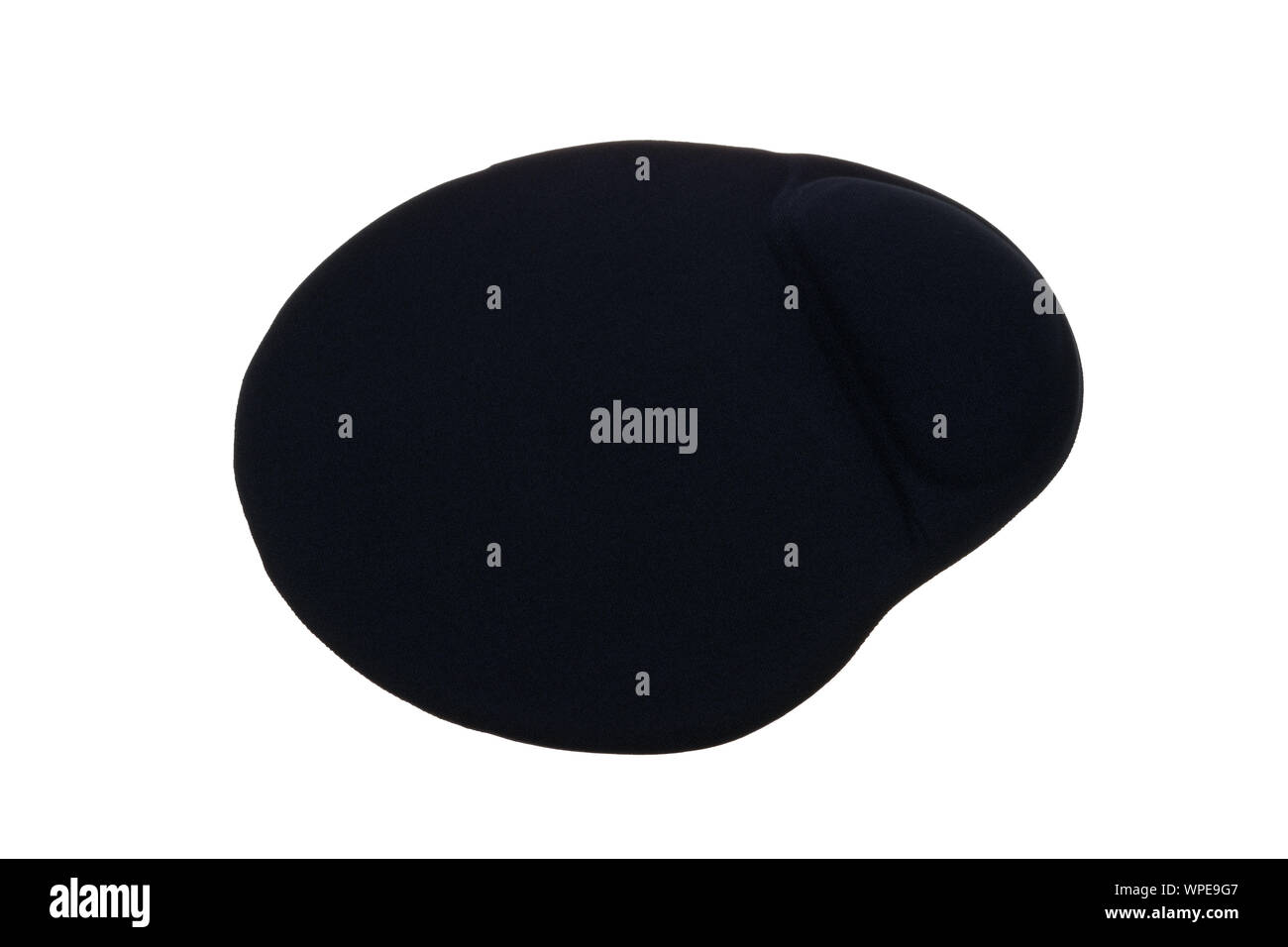 Black ergonomic mouse pad isolated on white background. Stock Photo