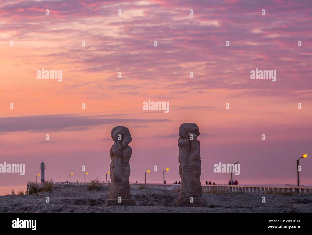 Statues On Beach Stock Photo Alamy