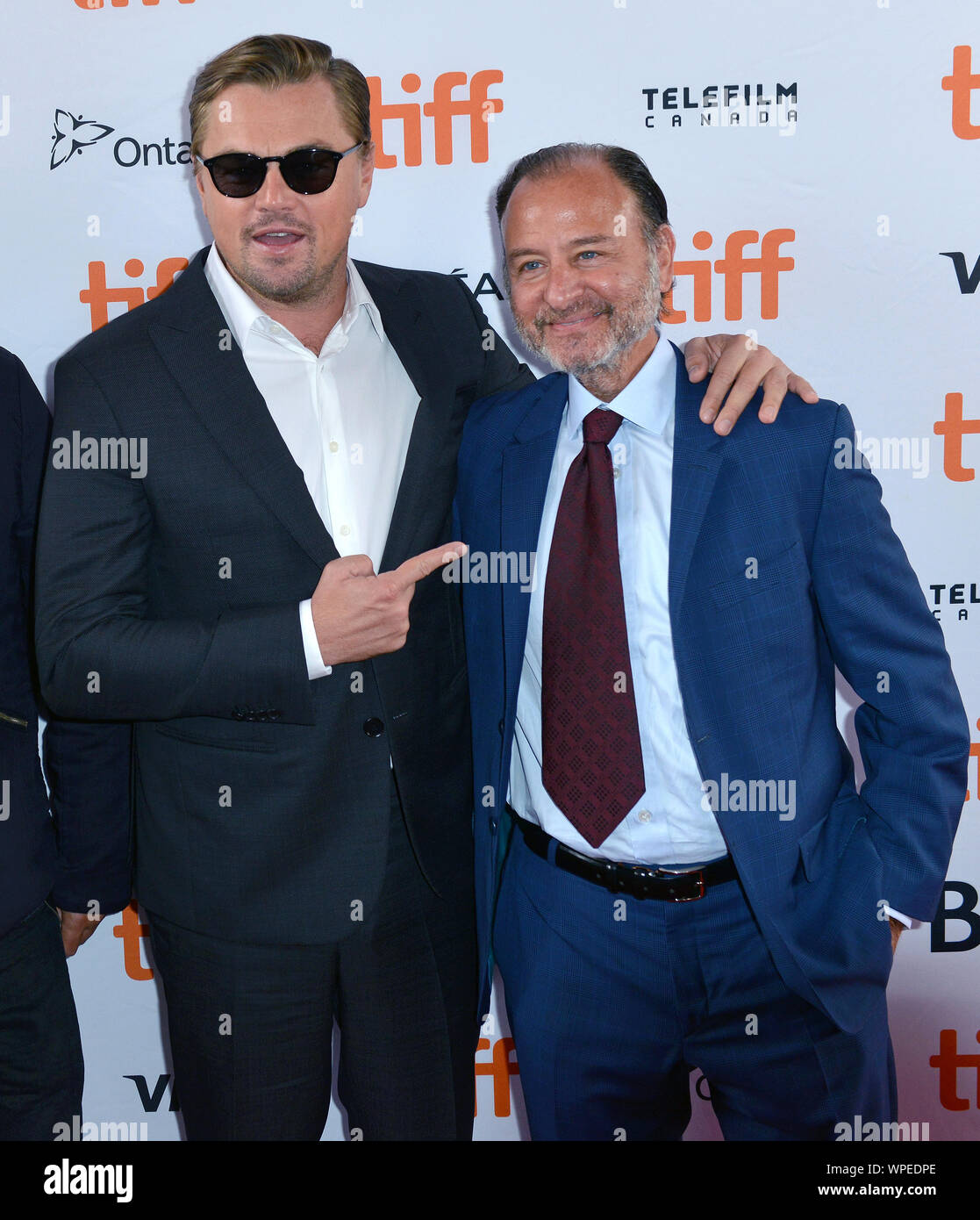 Toronto, Canada. 09th Sep, 2019. Leonardo DiCaprio (L) and Fisher Stevens attend the premiere of 'And We Go Green' at Ryerson Theatre during the Toronto International Film Festival in Toronto, Canada on Sunday, September 8, 2019. Photo by Chris Chew/UPI Credit: UPI/Alamy Live News Stock Photo