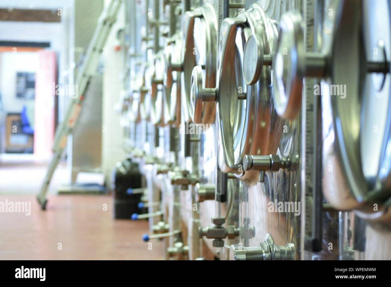 Metal Wine Fermentation Vats Stock Photo