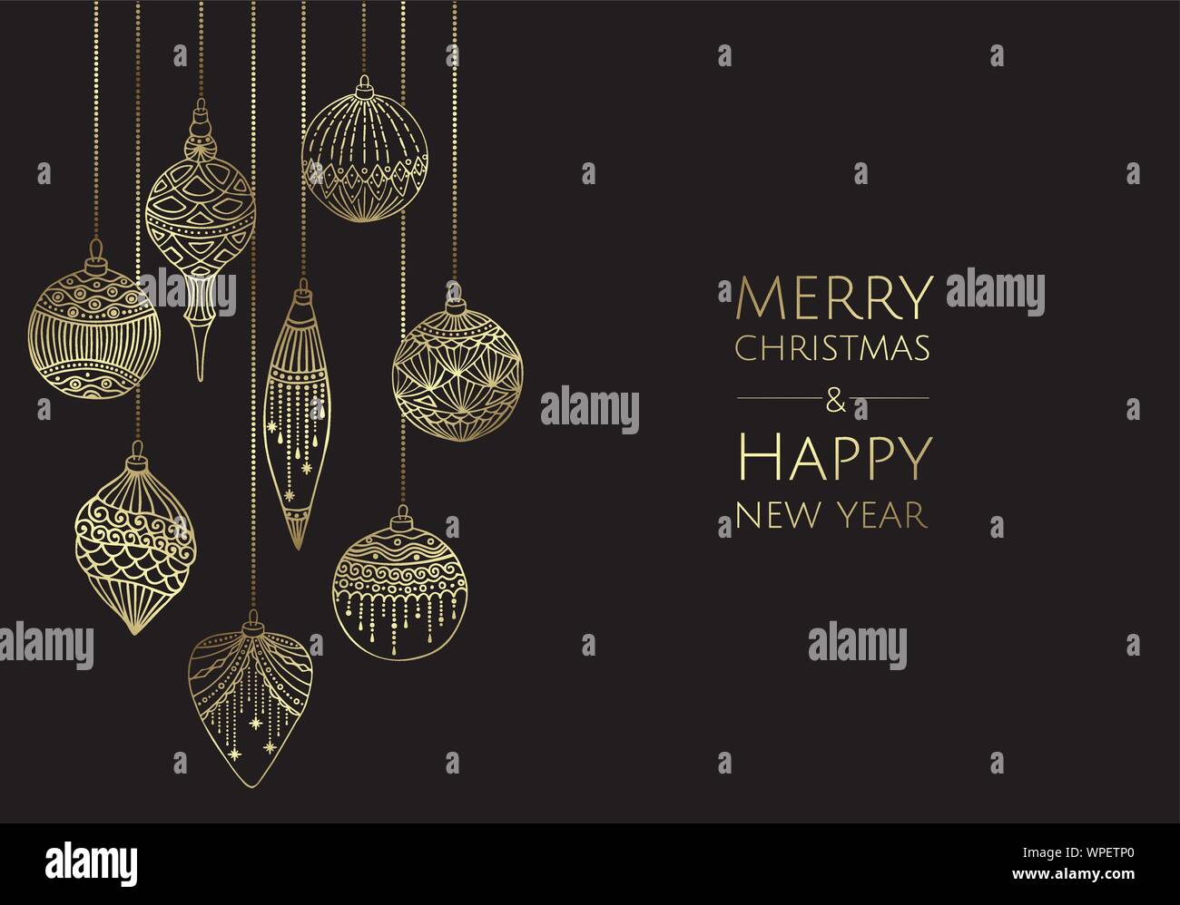 Merry Christmas and Happy New Year. Xmas background with balls Stock ...