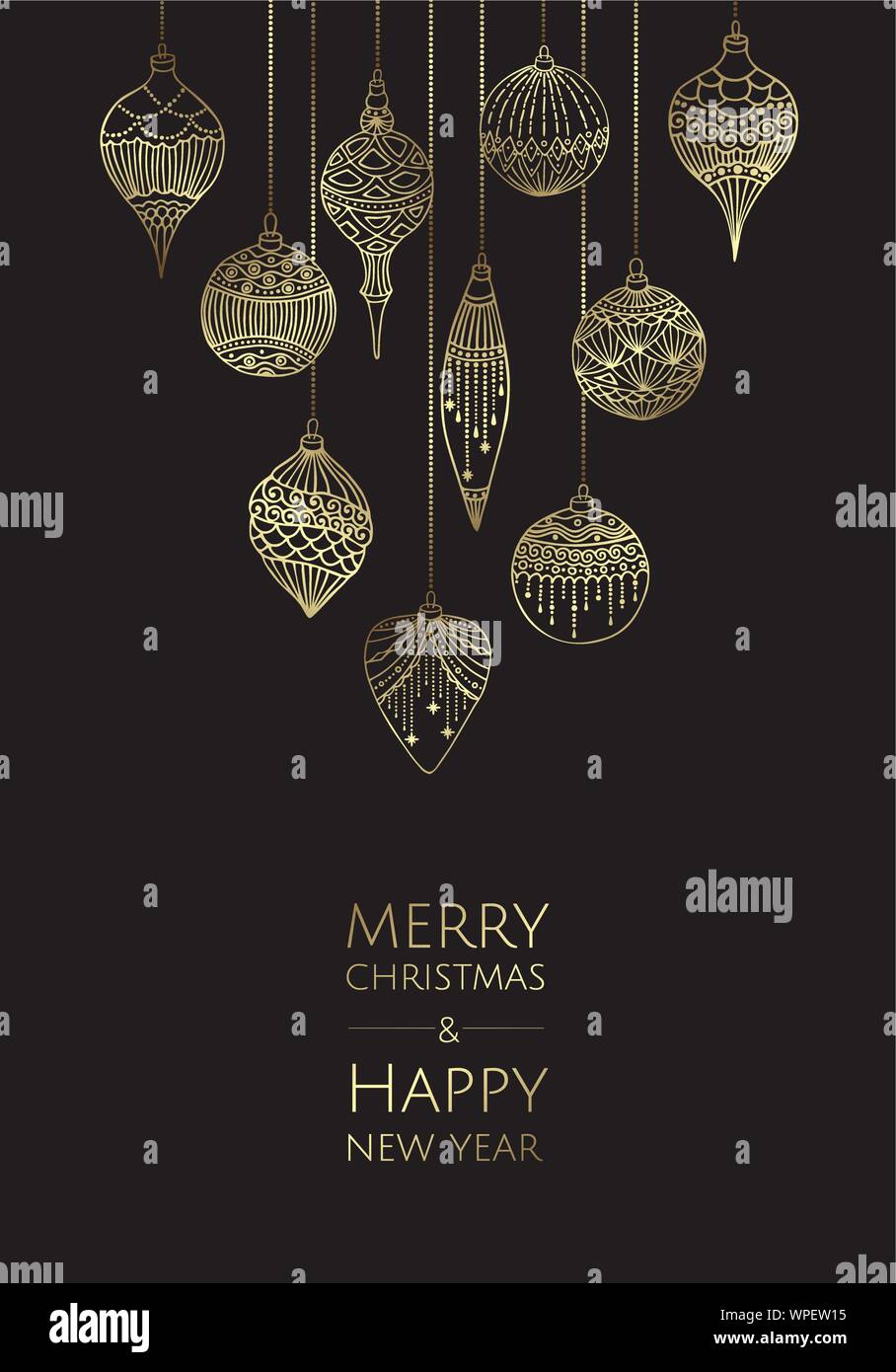 Merry Christmas and Happy New Year. Xmas background with balls Stock ...