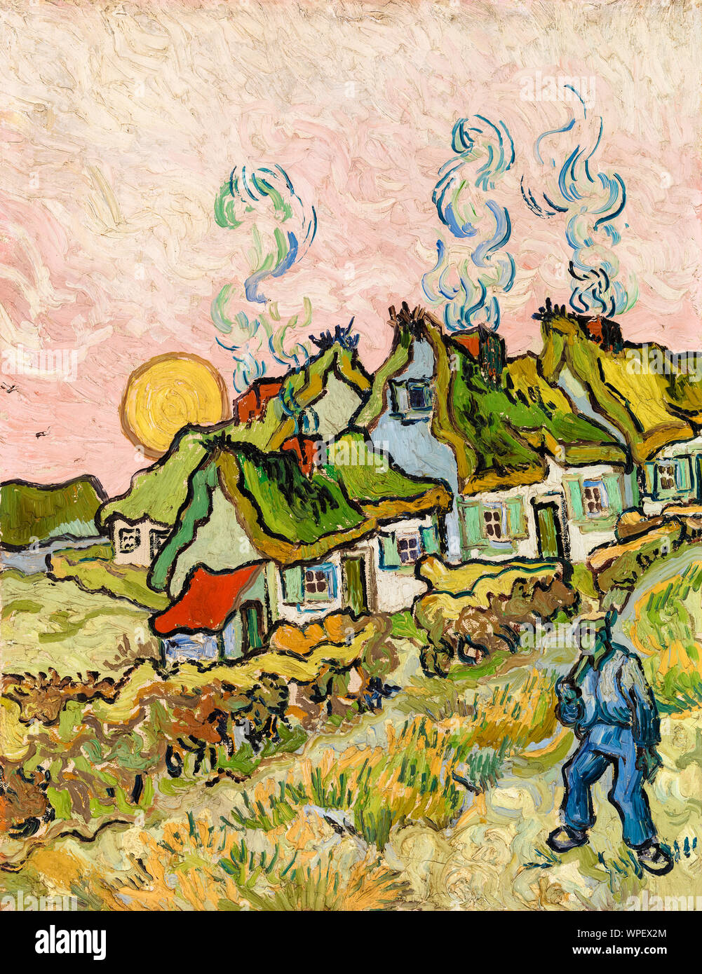 Vincent van Gogh, painting, Houses and Figure, 1890 Stock Photo