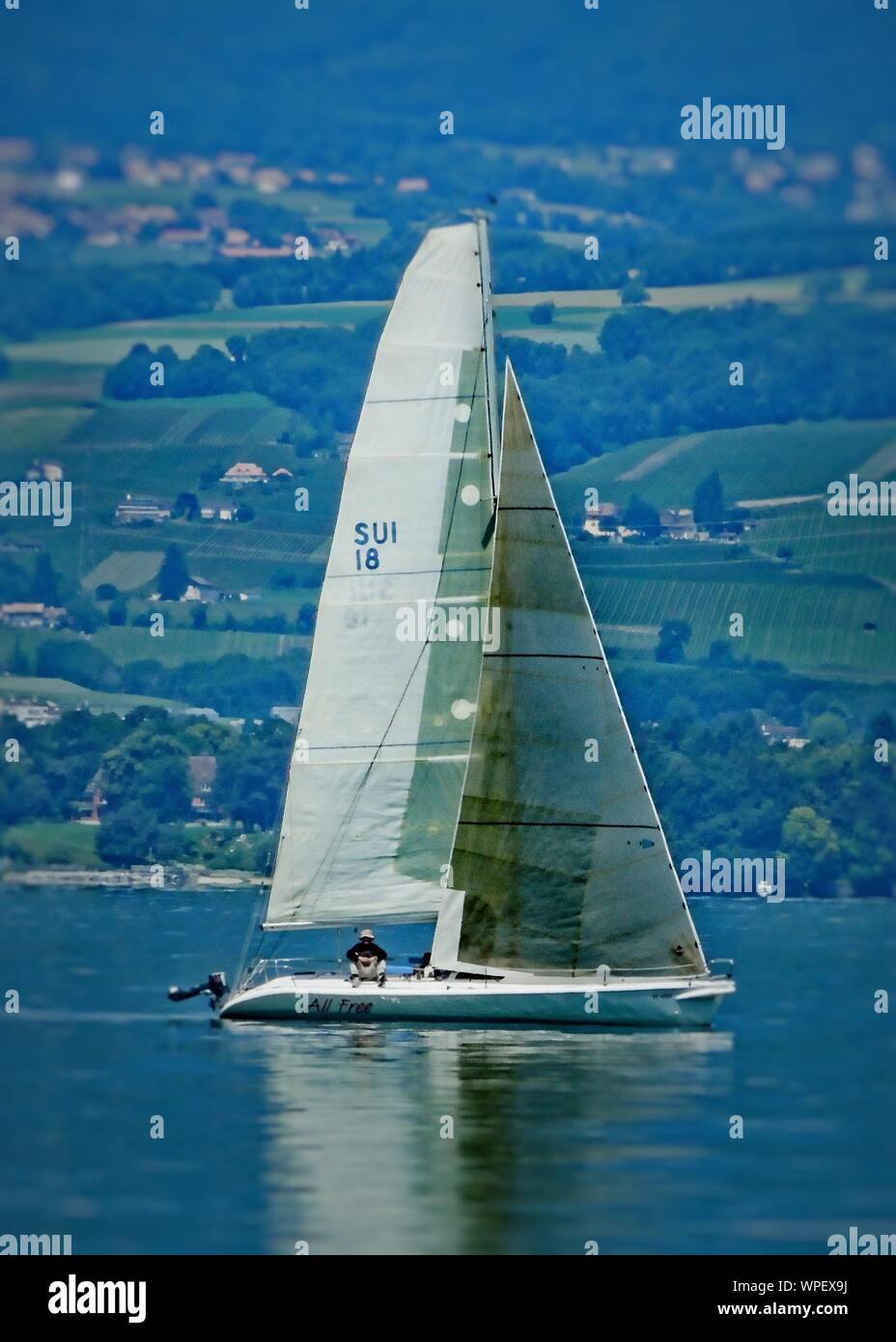 Sailing lake geneva hi-res stock 