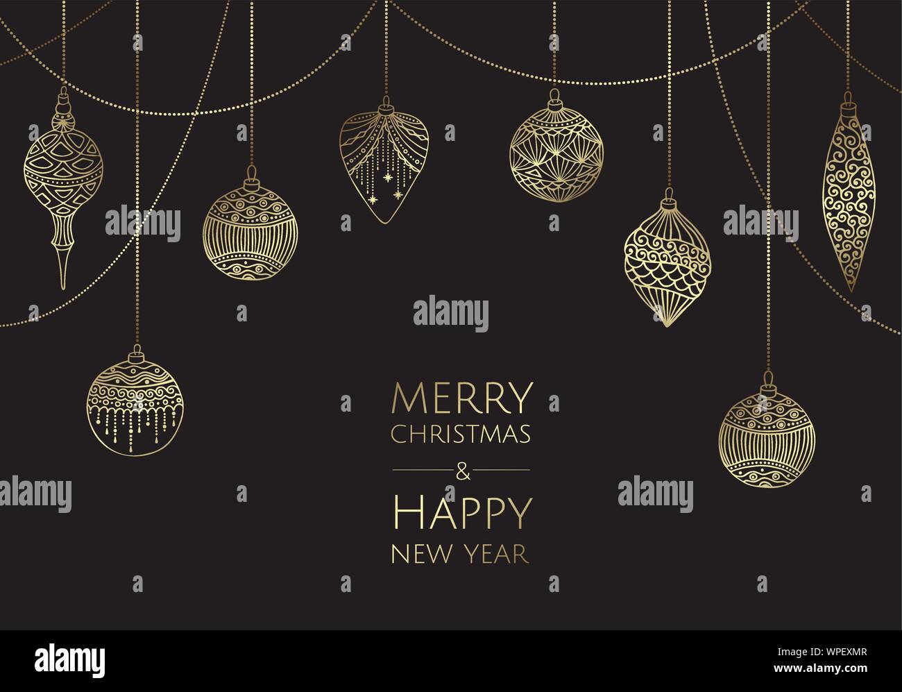 Merry Christmas and Happy New Year. Xmas background with balls Stock ...