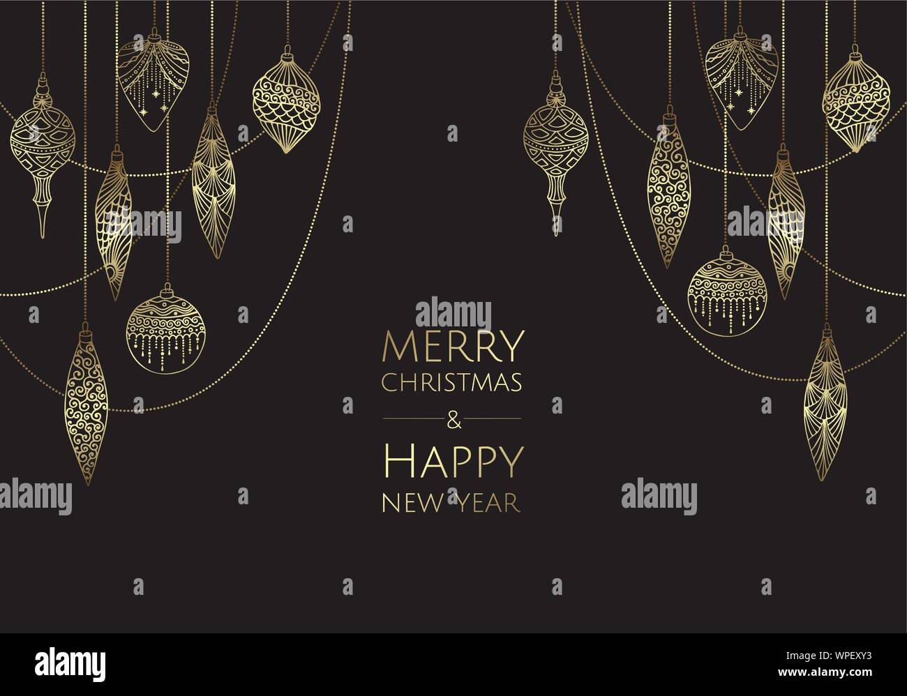 Merry Christmas and Happy New Year. Xmas background with balls Stock ...