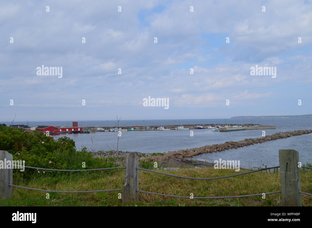 Summer in Nova Scotia Port Morien Wharf on Cape Breton Island Stock