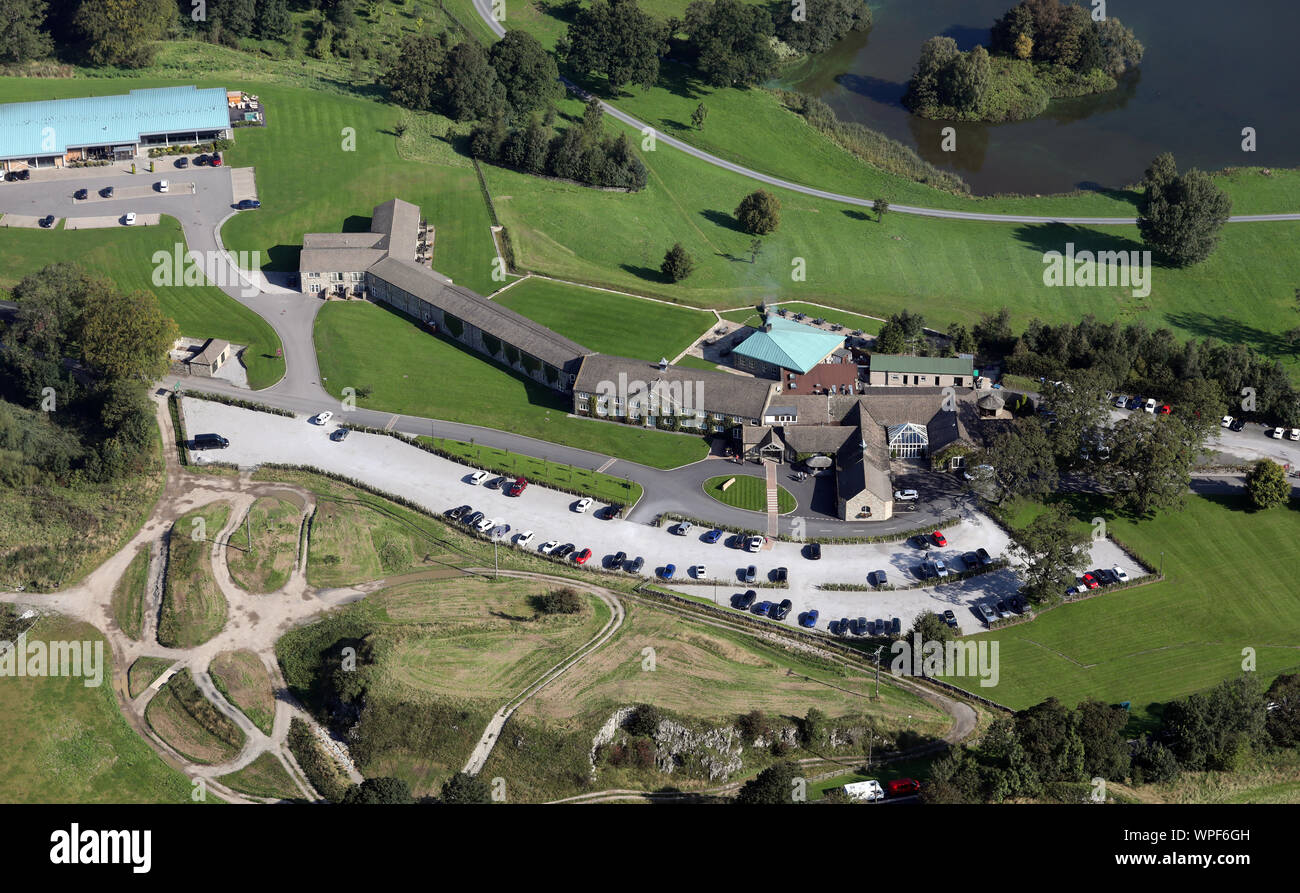 aerial view of the Coniston Hotel near Skipton, North Yorkshire, UK Stock Photo