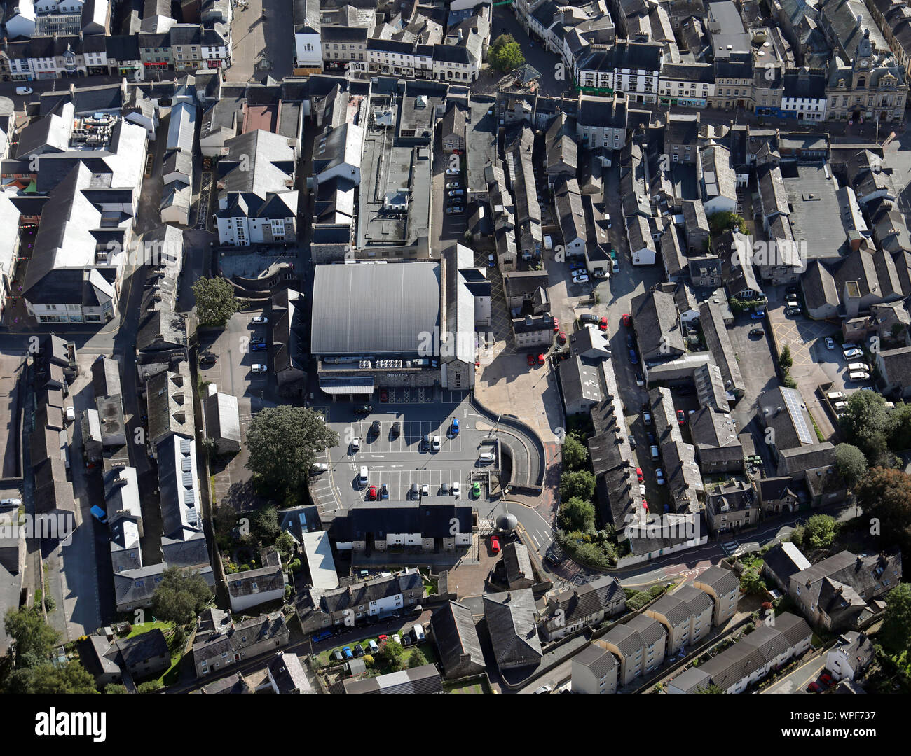 aerial view of Booths supermarket in Kendal, Cumbria, UK Stock Photo