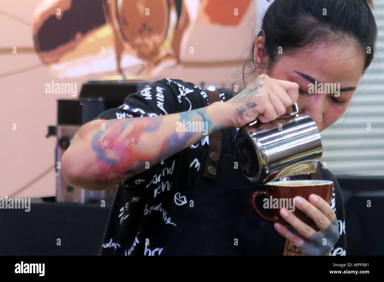 Thailand National Latte Art Championship 2020 at Food and Drink 2019, BITEC, Bangkok, Thailand Stock Photo