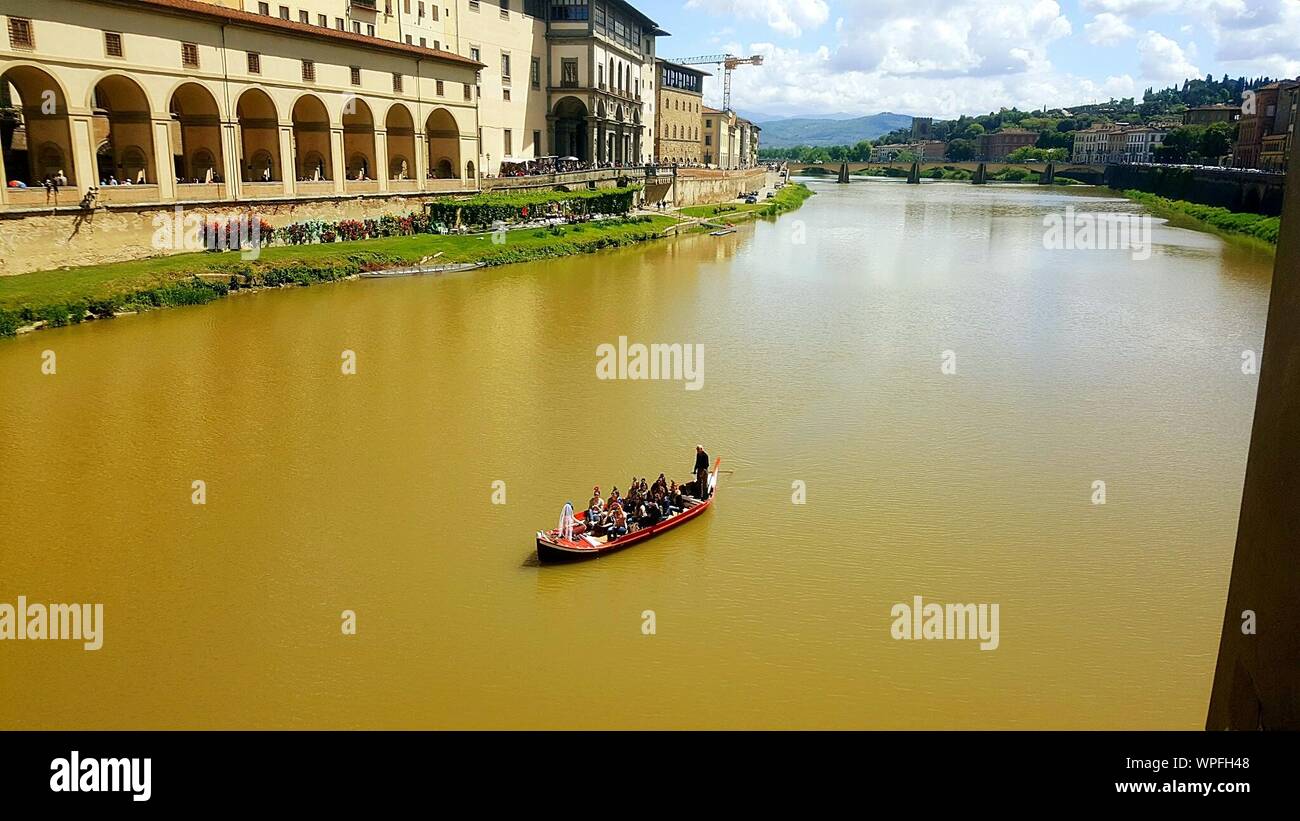Boats In River Stock Photo Alamy